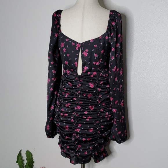 NEW Forever 21 Woven Floral Pink Black Lace Up Bodice Spring Summer Bohemian - Picture 10 of 11